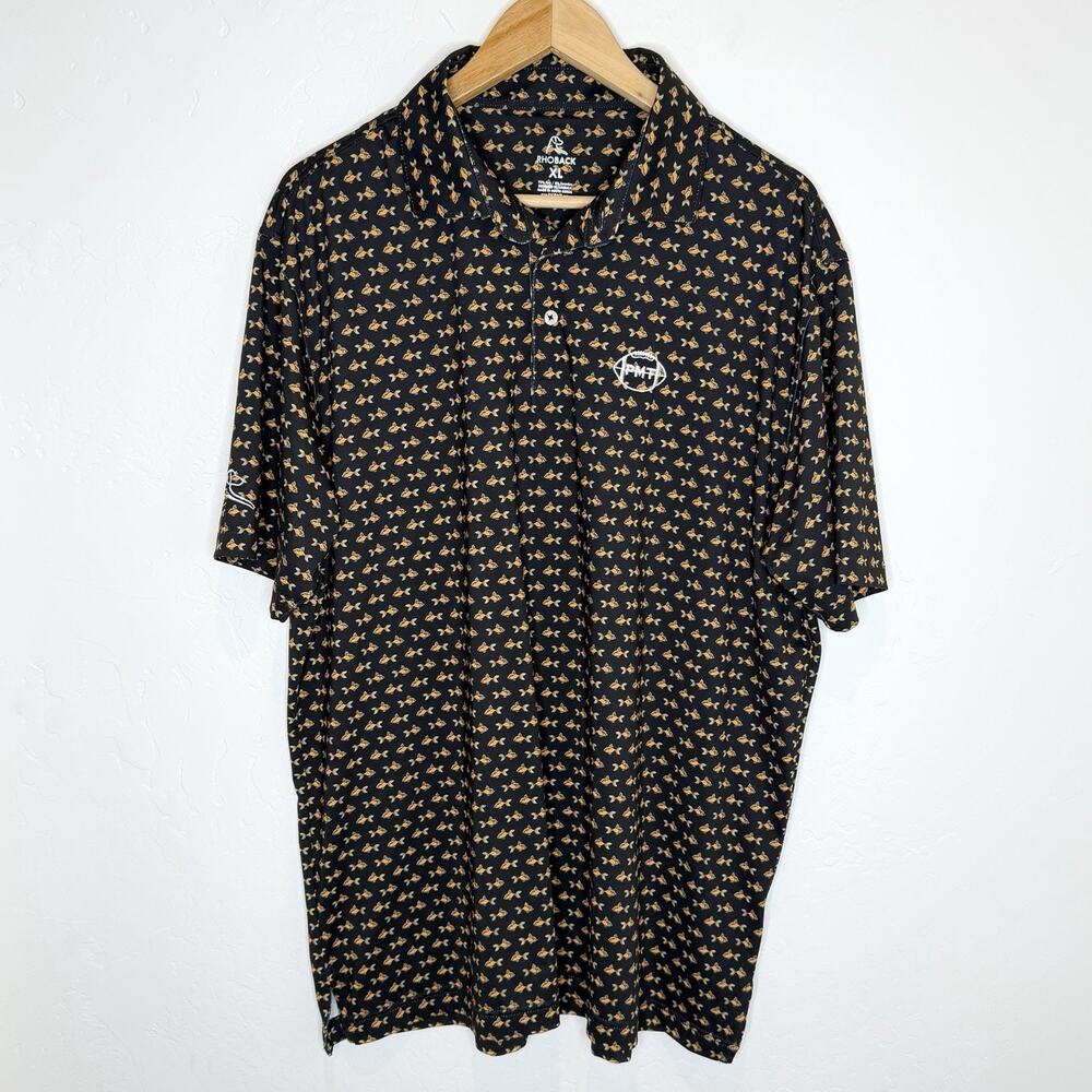 Rhoback Performance Golf Polo Goldfish Mens XL Black PMT Pardon My Take